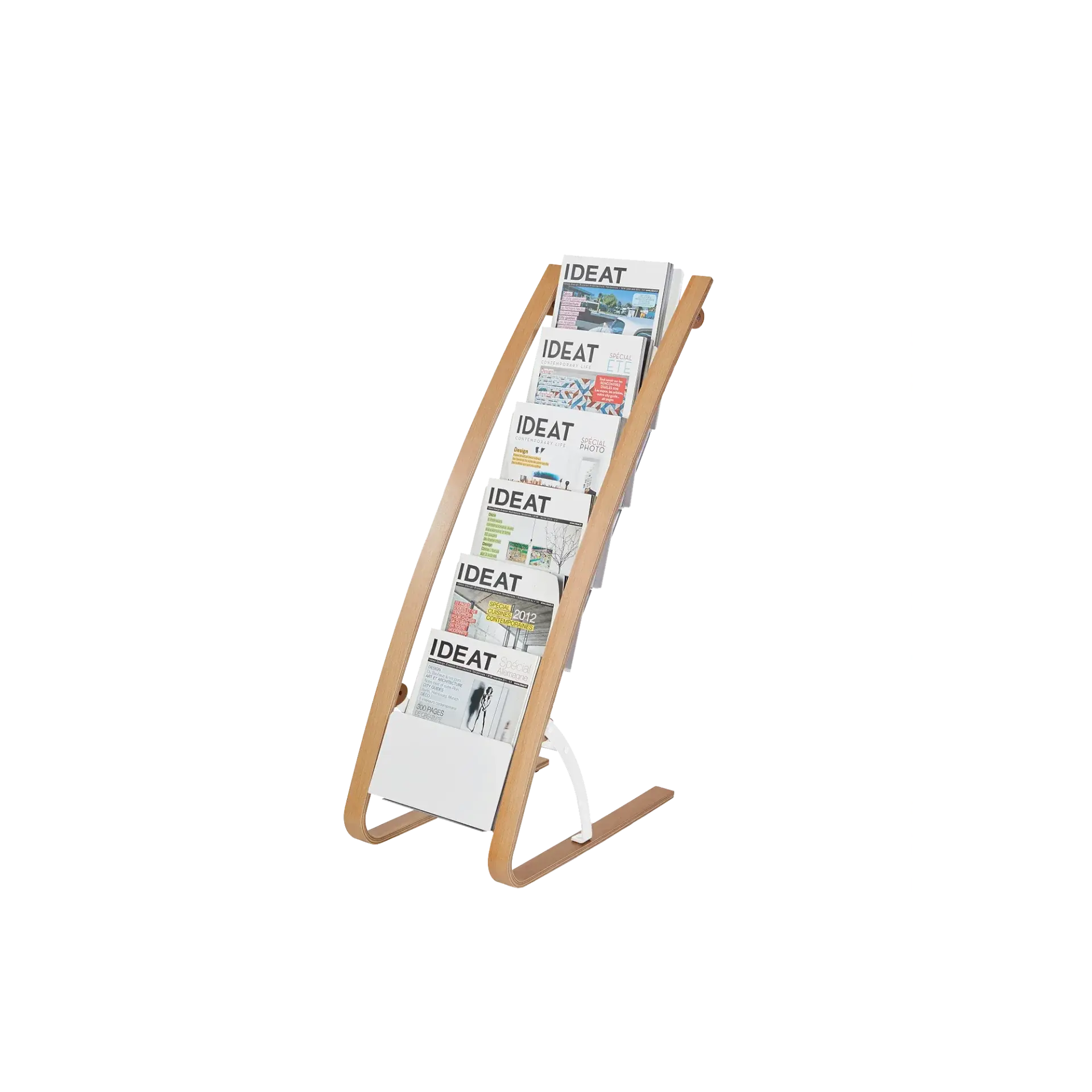 Alba Wooden Scandinavian Brochure and Magazine Display Stand - 6-Compartment ABS Home Organizer, 1.58in per Compartment, 11.46 lbs., 13.38" W X 19.68" D X 36.61" H, 2-Year Guarantee for Home, Office Spaces, 1.58 Inches Per Compartment, 6 Compartments
