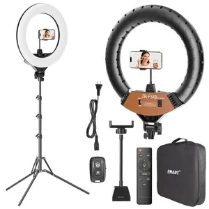 EMART 18" Ring Light with 69" Tripod Stand & Phone Holder Kit,Led 2800-6500K Photography, Remote Selfie Light for Vlog Live Streaming Video Makeup Tattoo Barber Studio Content Creator Tools Ring Light Content Creator Kit Selfie Remote