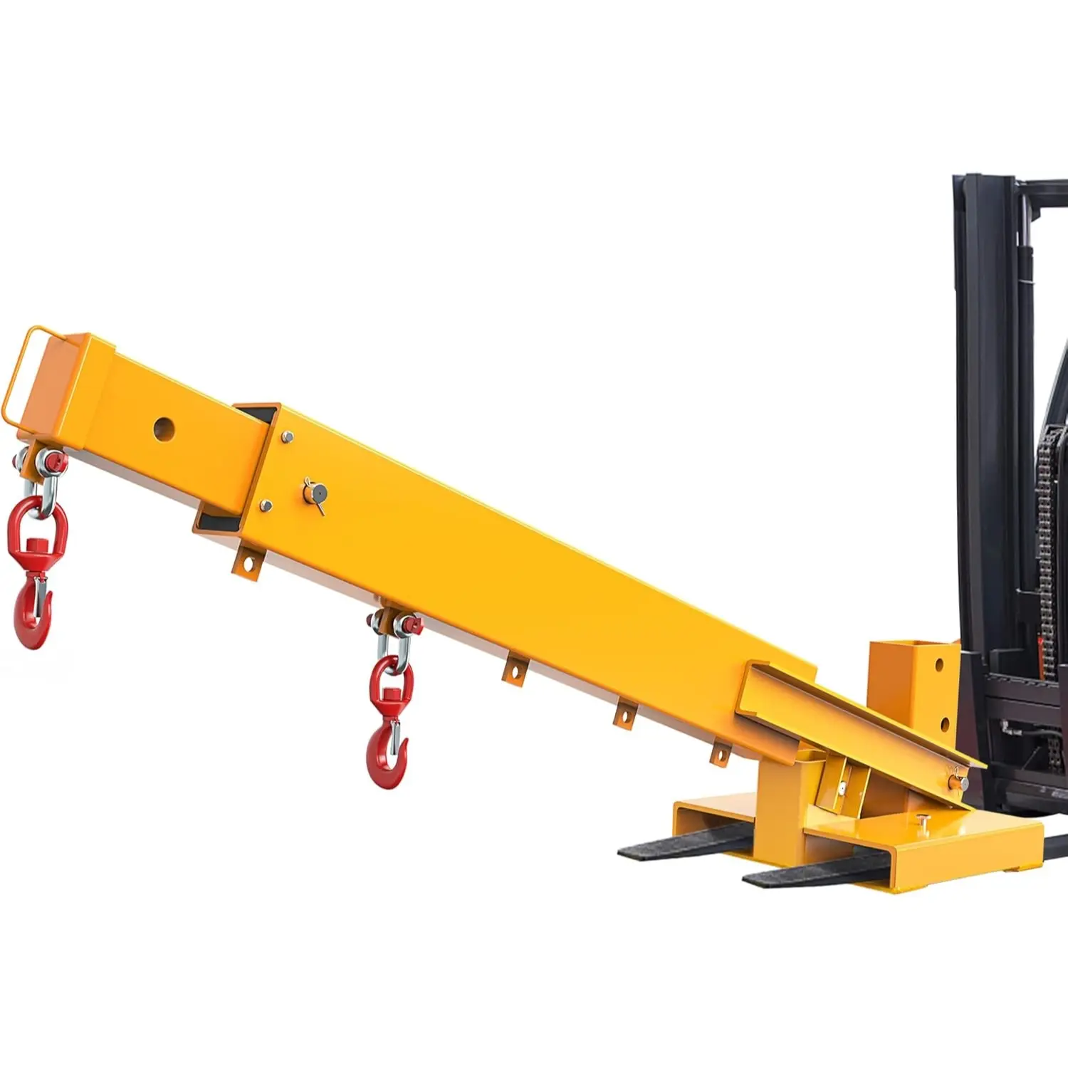 OEDRO Forklift Mobile Crane 6000lbs/3T Capacity, Adjustable Hoist Pivoting Forklift Jib Boom Crane Forklift Lifting Attachment 2 Hooks Hoisting Attachment for Forklift
