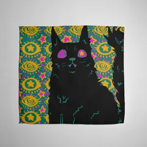 Meow Tribe Banadan - Colorful Cat Design with Masks and Musical Notes Pattern for Festive Events & Parties