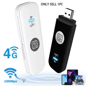4G LTE USB WiFi Dongle, Up to 150Mbps Mobile Broadband, Plug & Play Travel Router with SIM Card Slot, Support 10 Devices, Portable 4G WiFi Modem for Home/Outdoor/Car