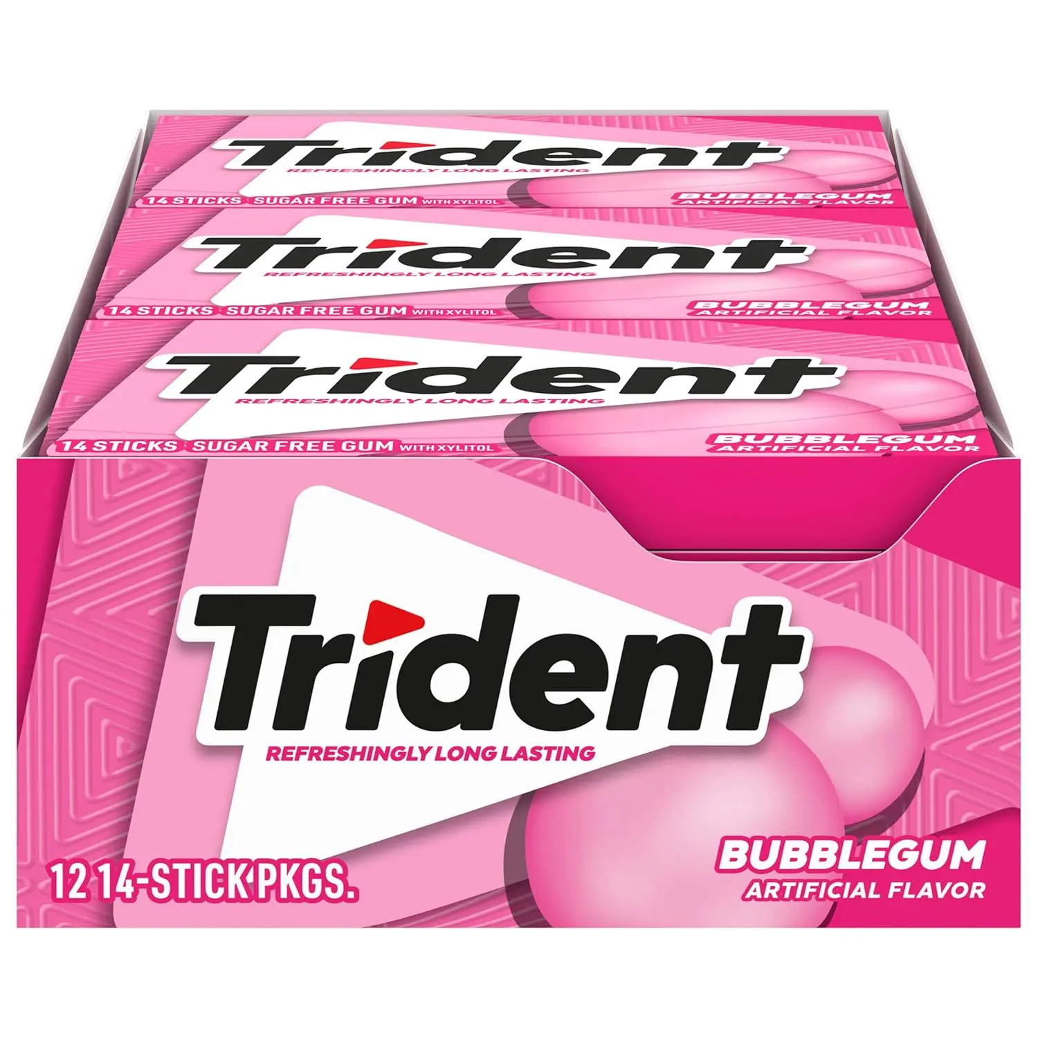 Trident Sugar-Free Xylitol Gum, Watermelon Twist Flavor, Clean Aspartame & Glycerin, Low-Calorie Bubblegum Flavored Snack, 12 Packs of 14 Pieces (168 Total Pieces)