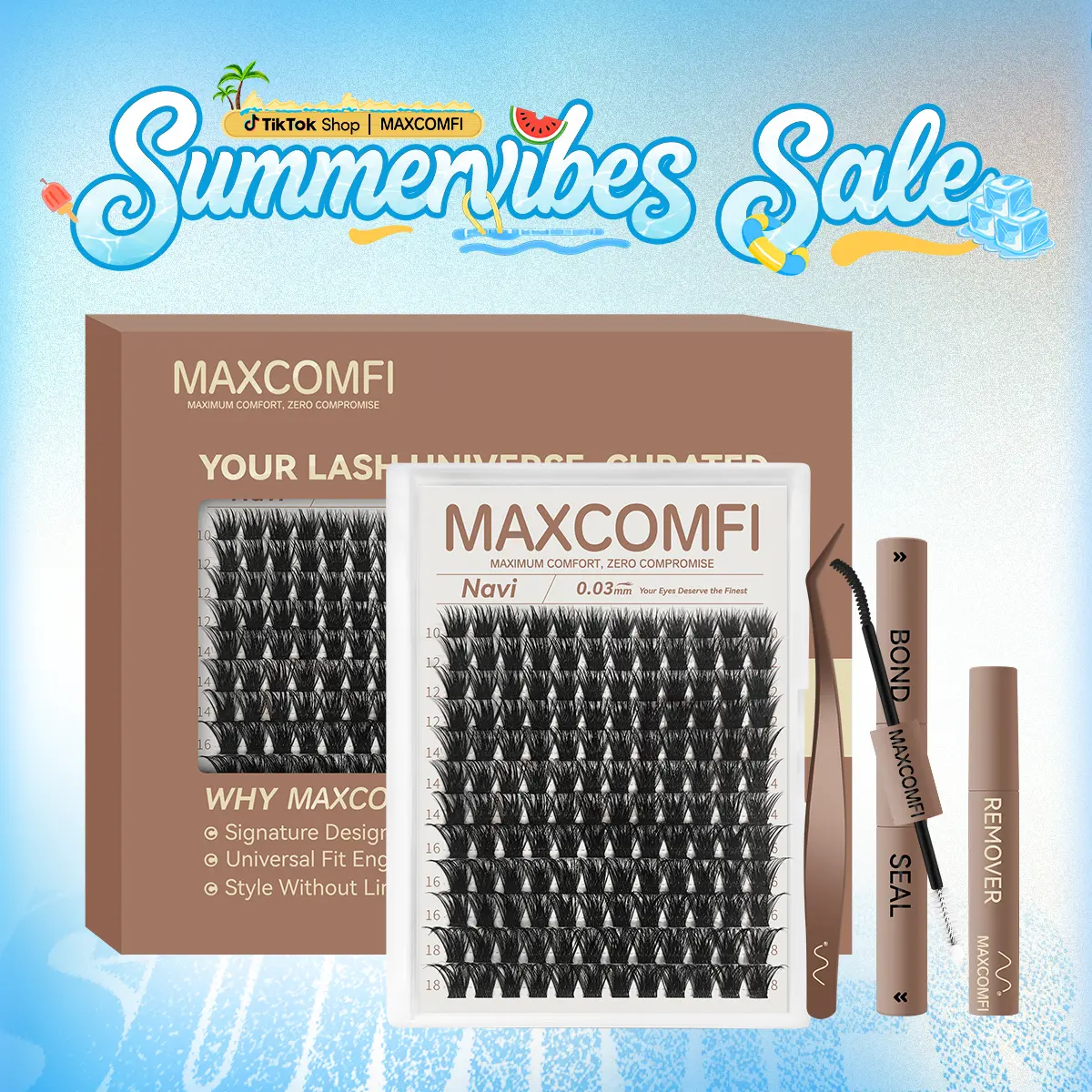 MaxComfi Navi False Eyelashes - Voluminous, Long-Lasting, Waterproof ...