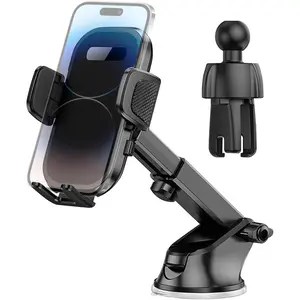 Phone Holder, 2 in 1 Automotive Air Vent Cellphone Stand Mount for Dashboard Windshield, Adjustable  Interior Smartphone Cradle, Universal for SUV Sedan (Twill)