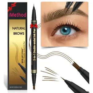 iMethod Eyebrow Pencil - Brow Pencil 2-in-1 Dual-Ended Eyebrow Pen with 3-Prong Micro-Fork-Tip Applicator and Precise Brush-Tip Create Natural-Looking Brows, Stay on All Day, Light Brown Makeup Cosmetic