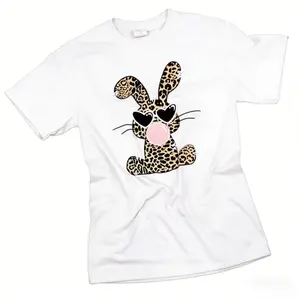 Men's Expressive Easter Bunny T-Shirt, Leopard Bunny Design, Fun Spring Graphic Tee for a Bold Festive Look