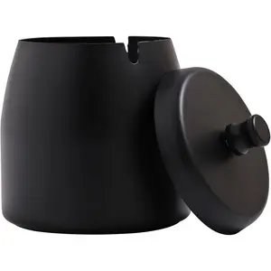 Ashtray with Lid, Stainless Steel Smokeless Odorless Windproof Ashtray, Suitable for Home Office Desktop, Outdoor Patio, Balcony (3.54"x3.0"x3.38"): Home & Kitchen