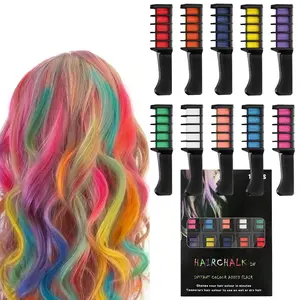 10-Color Hair Chalk Comb Set, Temporary Hair Dye Comb, Washable Fun Color, Hair Styling Accessories for Women & Girls, Hair Color Tool for Party, Halloween, Christmas, Daily Clothing Decor