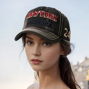Unisex fashion baseball cap with NEW YORK letter embroidery, versatile for sun protection and cycling