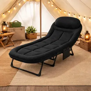 Camping Cot for Adults, 6 Angle Adjustable Folding Camping Bed with Mattress, Foldable Camping Bed for Camp, Office, Outdoor, Lightweight Camping Cot with Carry Bag Supports 450 lbs