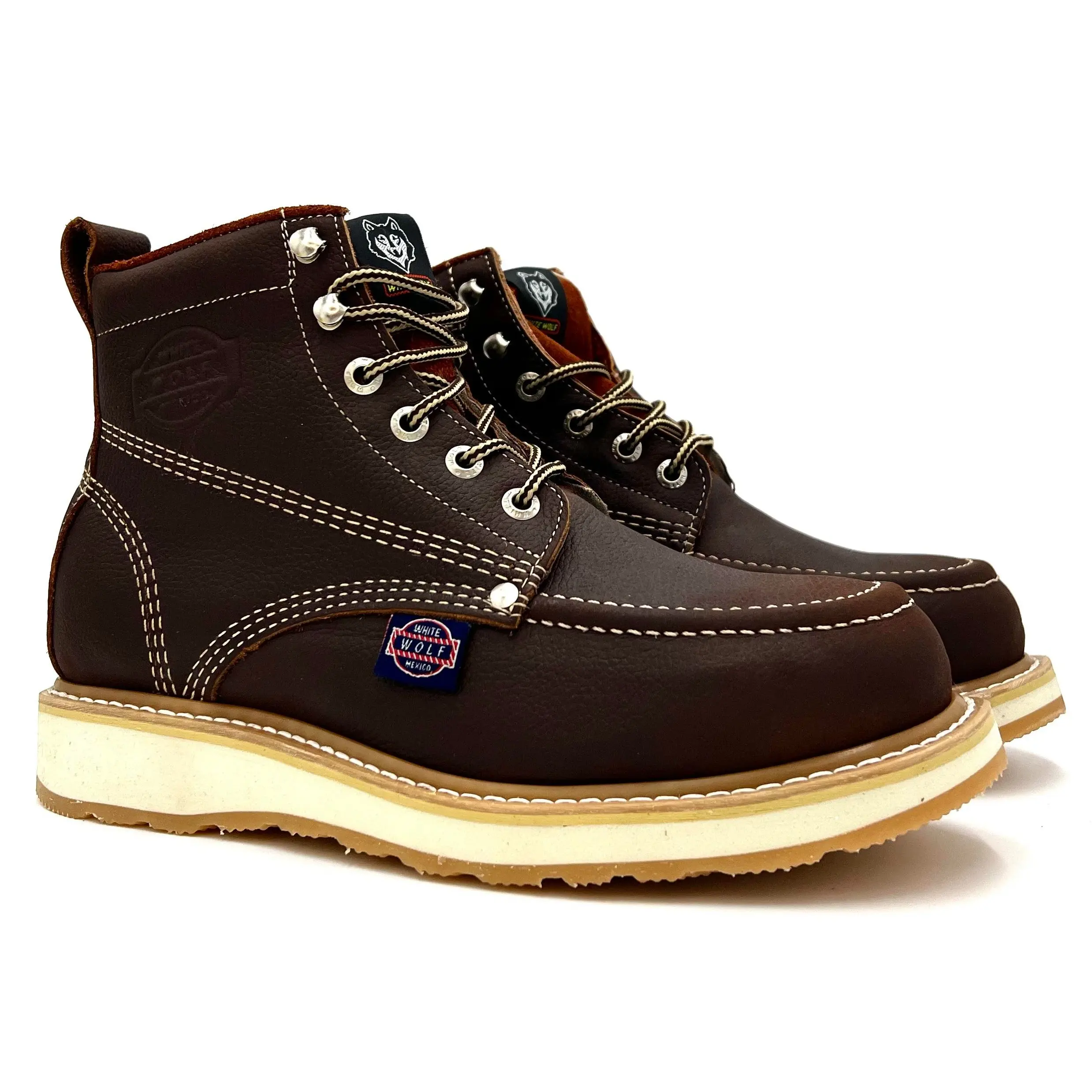 White Wolf Classic Moc Toe Work Boot WW-965 Grizzly Brown Goodyear
