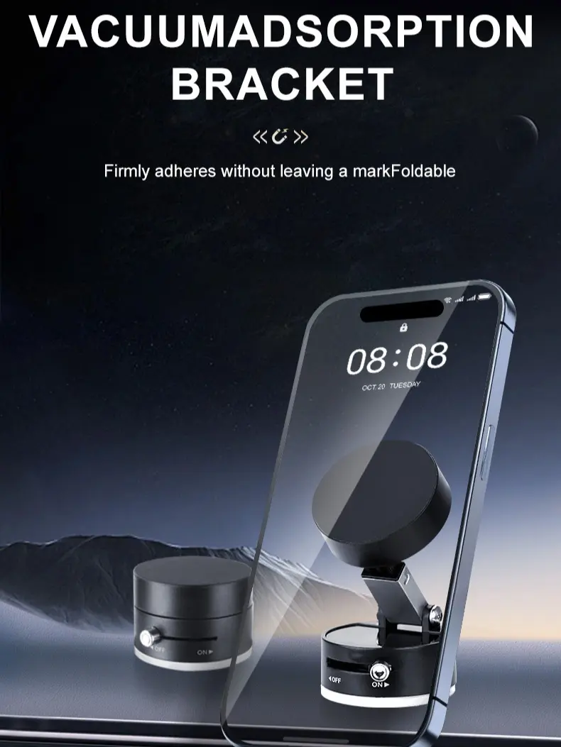Car Dashboard Phone Holder With Multi Position Magnetic Adjustable Horizontal Installation, Comes With A Pad, Compatible With All Phones, Waterproof ABS Material, Car Phone Holder | Fashionable Car Accessories | Textured Surface