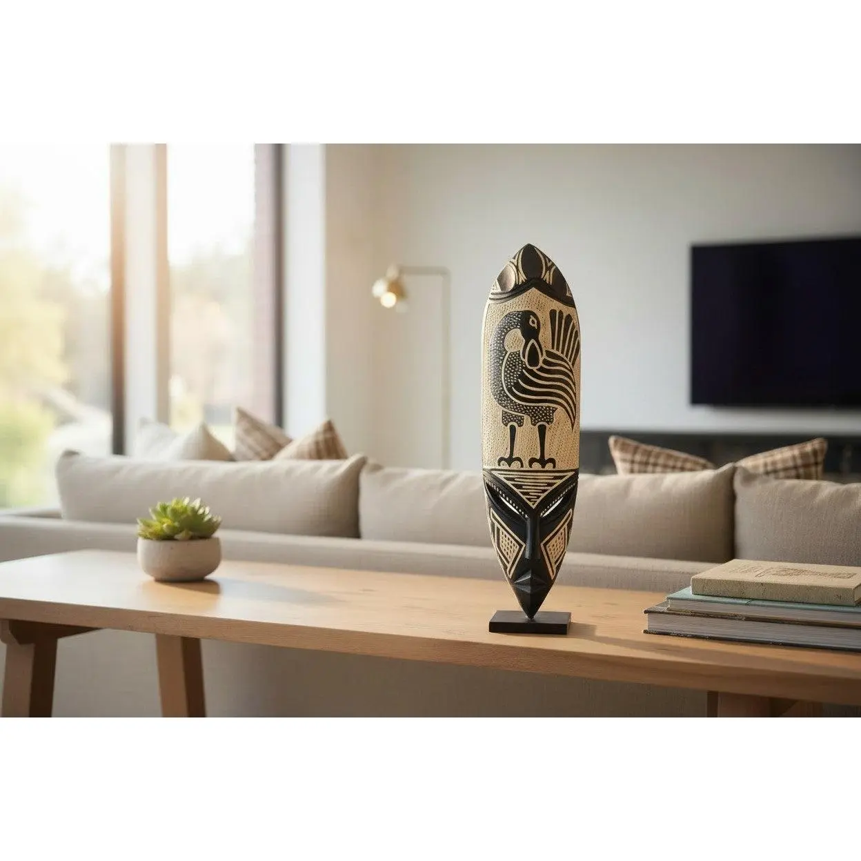 Adinkra-Sankofa Hand Carved African Mask