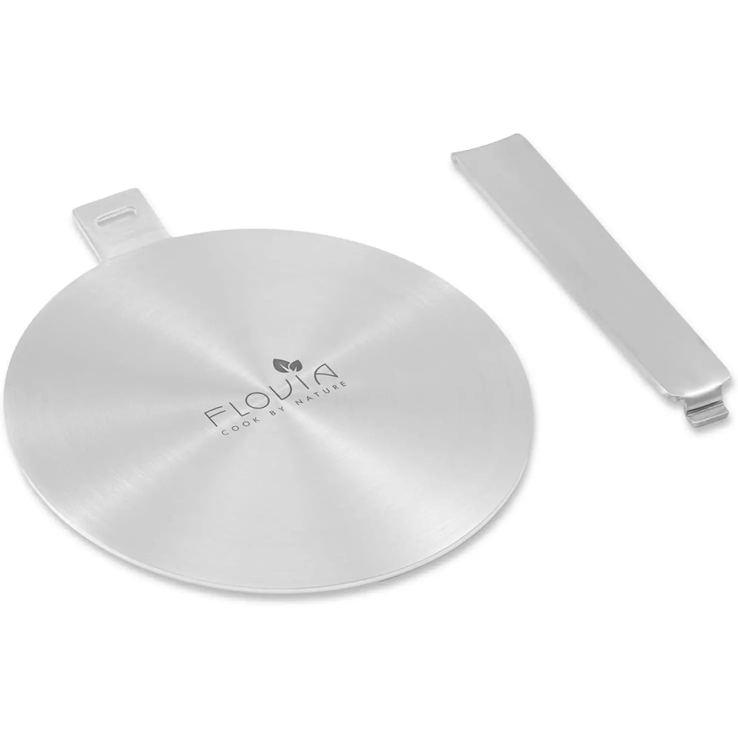 9.45in Stainless Steel Induction Adapter Plate Heat Diffuser with ss-detachable handle - Ceramic-Synthetic Kitchen Utensil, Energy Efficient, Heat Resistant for Induction & Gas Tops, All Pan Compatible Including Aluminium, Hob Cleaner & Ware Protector