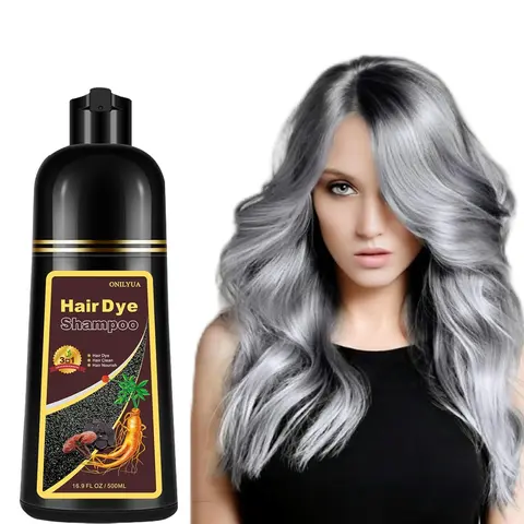 3 In 1 Instant Silver Gray Semi-Permanent Ammonia-Free Hair Color Shampoo - Gentle on Skin, 16.9 fl oz, for Adults All Curly Hair Gray Coverage in Minutes, Haircare Solution, Beauty Products