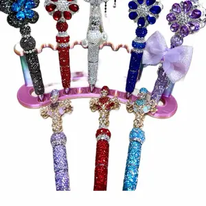 Big Bling Beaded Rhinestone Pens on Extended Rod with Beautiful Crystal Focal Beads for Stylish Writing