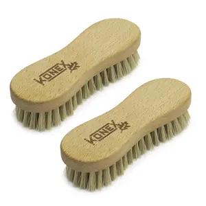 Konex Stiff Bristle Brush 2-Pack for Home and Industrial Surfaces, Durable Peanut-Shaped Cleaning Brush