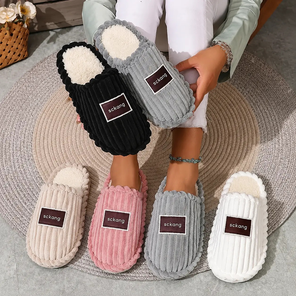 Unisex Fuzzy Slip-on Slippers, Soft Comfy Memory Foam, Breathable Indoor/Outdoor House Shoes for Men and Women Wearers, Footwear, Unisex Wearers
