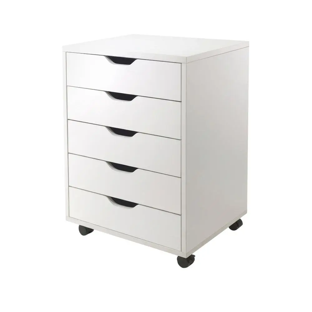 White Composite Wood Home Office Floor Cabinet with Rolling Drawers - Closet Storage, Drawer Organization, Filing Cabinet, Small Space Decor, Storage Upgrade