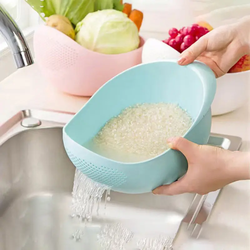 1pc, Rice Washing Drain Basket, Rice Washing Filter Basket, Creative Rice Washing Sieve, Plastic Rice Colander, Household Rice Washing Basket, Multifunctional Rice Washing Basin, Kitchen Supplies, Kitchen Accessaries