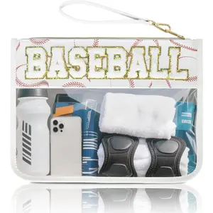 Baseball  Bags Baseballs  Bags Team Gifts Clear Chenille Letter Zipper Pouch Accessories Stuff  Portable