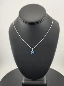 Sterling Silver 925 Evil Eye Pendant – Blue Charm Necklace for Protection