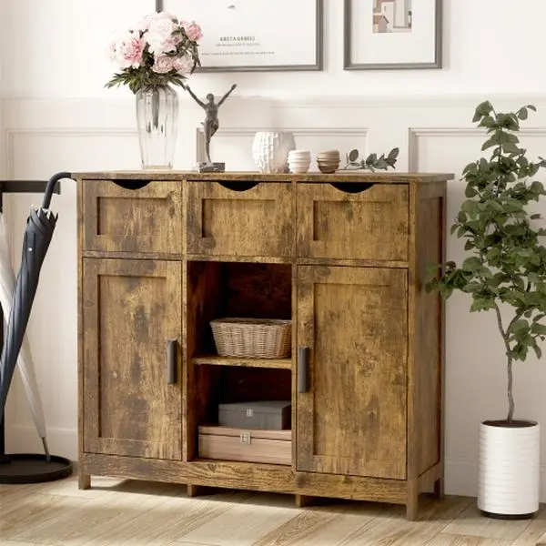 [Bellemave]Storage Cabinets,Wooden Floor Cabinet,with Drawers and Shelves Storage Cabinets,Accent Cabinet for Living Room,Bedroom,Bathroom Furniture Home Decor