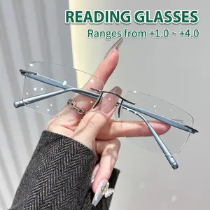 Fashion Simple Unframed Blue Light Blocking Reading Glasses (100-400 Degrees), Lightweight Design, Unisex, Multiple Colors, Daily & Business Use, Reading Eyeglasses