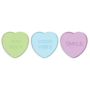 Candy Heart Shaped Sticky Note Pad Assortment / 3 1/4" x 3 3/8" Valentine Themed Sticky Notes / Set of 3 Sweetheart Sticky Note Pads / Made In USA