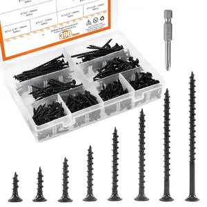 390-Pcs #7 Coarse Thread Drywall Screw with Phillips Drive Black Oxide Finsh Bugle   Screws Assortment Kit Ideal for Drywall Sheetrock