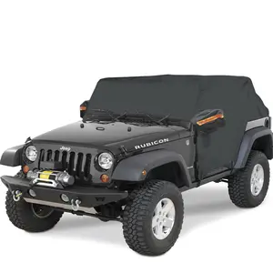 Big Ant Car Cover,Black 6 Layers Waterproof Car Cab Cover for Je-ep Wrangler 4 Doors,Outdoor Half Car Cover Protect from Snow Rain Hail Sunshine Fit for SUV J-eep Wrangler JKU JLU 1987-2023