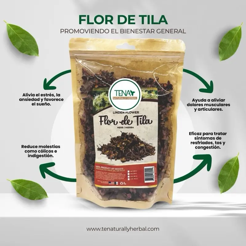 Tila Flower Premium Dried Herbal Tea Bags - 4oz Resealable Bag, Naturally Caffeine-Free, Light Floral Aromatic Infusion for Relaxation Support