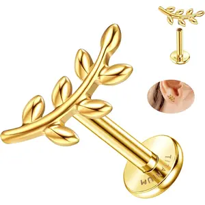 MILACOLATO 16G Flat Back Earrings G23 Titanium Cartilage Earrings for Women Tragus Piercing Jewelry Internally Threaded Flat Back Stud Earrings Labret Helix Conch Piercing Jewelry