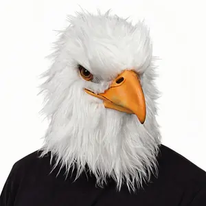 PATYGR White Eagle Mask Animal Head Cover for Halloween Cosplay Rave Party Realistic Latex Animal Bird Mask Prank Props Accessories