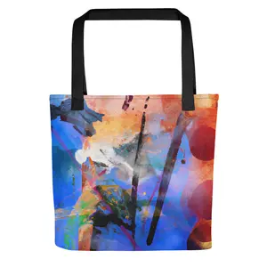 Abstracts Tote Bag in Denim Material Y2K Style Trendy 15x15 Inch Capacity 2.6 US Gal Dual Cotton Handles 44lbs Limit Spun Polyester