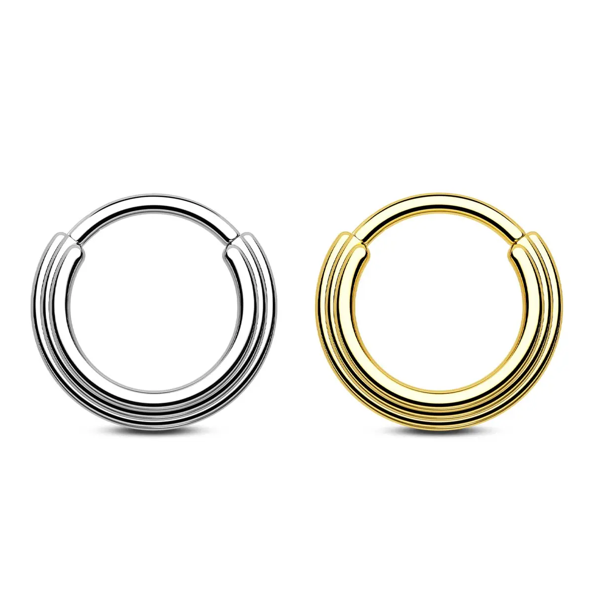 Oufer 16G Stacked Hinged Segment Septum Ring Nose Ring - 316L Stainless Steel