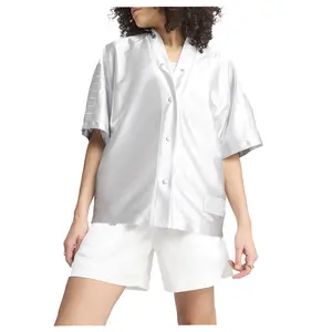 PUMA Womens Jer-She Short Sleeve Baseball Jersey Casual - Grey