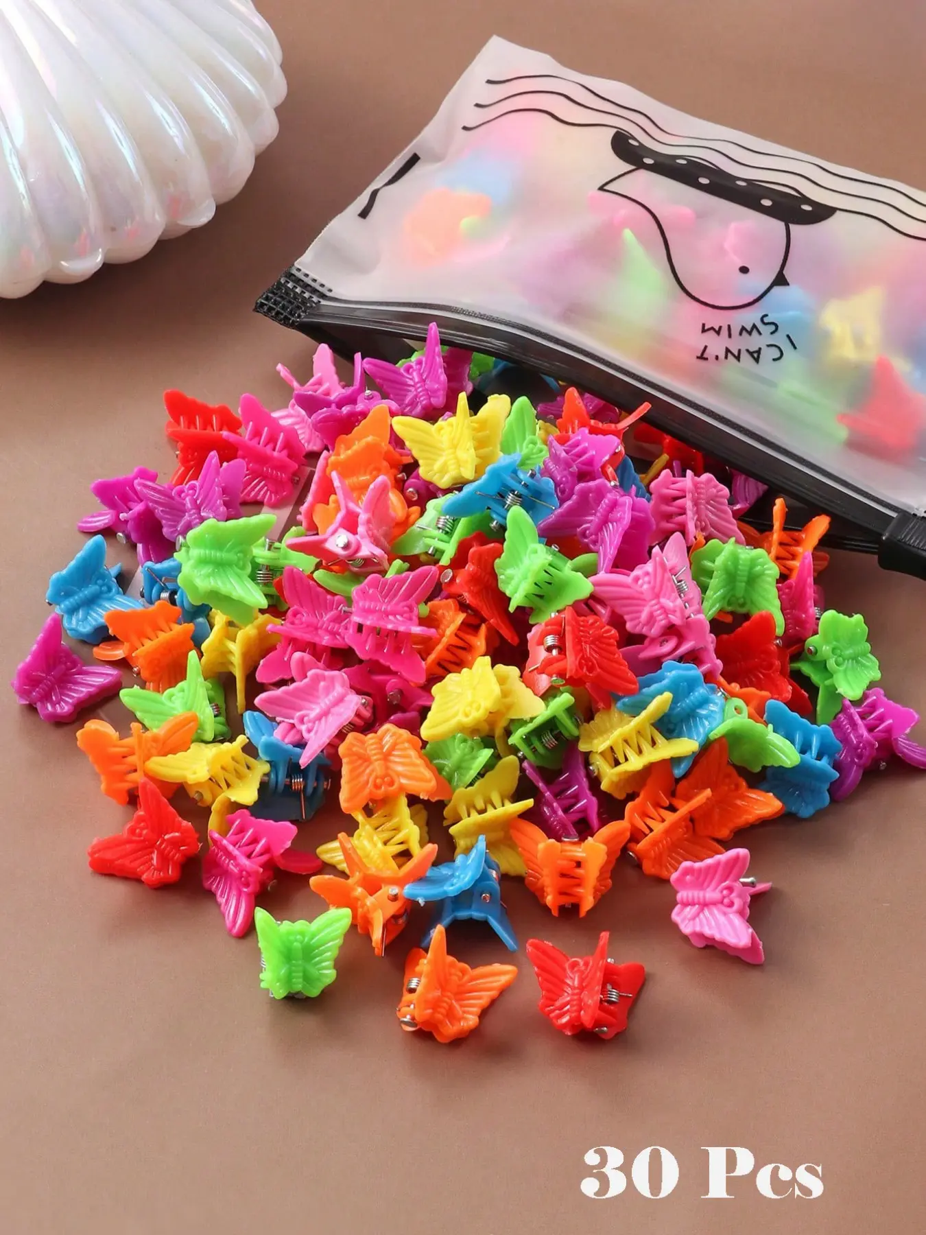 30 Colorful Mini Butterfly Hair Claws Set, Cute Princess Style, Candy Color Small Hair Clips, All Seasons, Women's Hairstyle Accessories