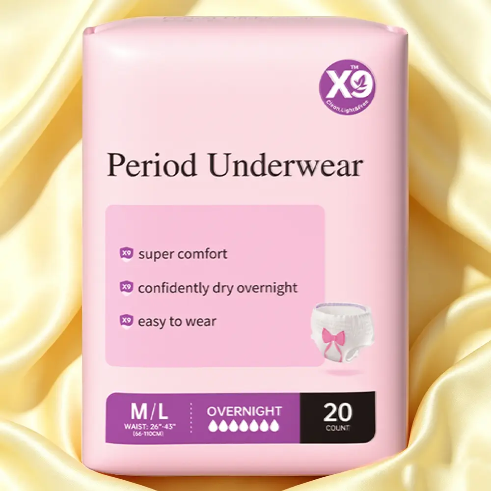 Women's X9 Overnight Period Underwear, 20-Count, Maximum Heavy Flow Protection, High-Waist Leakproof Panties, 360° Coverage for Postpartum Care, Unscented, All Skin Types