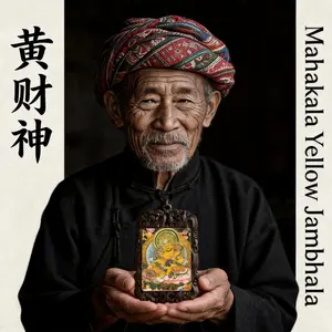 Sacred Yellow Jambhala Thangka Incense Talisman – Prosperity & Peace Guardian Ornament