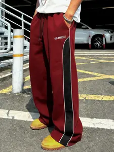 Men's Casual Comfortable California Letter Print Sweatpants, Fitted Sporty Pants for All Seasons, Essential Daily Wear, Sports Bottoms