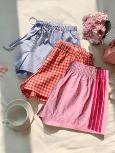 Trendy Comfortable 3-Piece Women's Casual Loose Short Pants, Side Stripe Design, Elastic Waist, Perfect for Spring Summer Carnival Activities