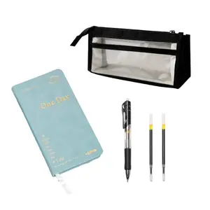 Multi-Functional Large Capacity Student Pen Bag, Notebook and Neutral Pen Set, Learning Tools, Office Supplies