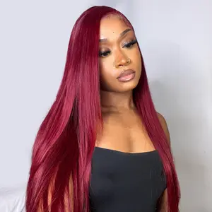 [NEW IN] West Kiss 99J Burgundy Glueless Wig Straight 7x5 Closure Wig Human Hair Pre Cut Pre Plucked Hairline Ready To Go Wig