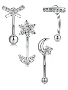 Eyebrow Piercing Jewelry for Women Men, 16G 8mm/10mm Curved Barbells, Flower Rook Piercing Jewelry, Eyebrow Rings