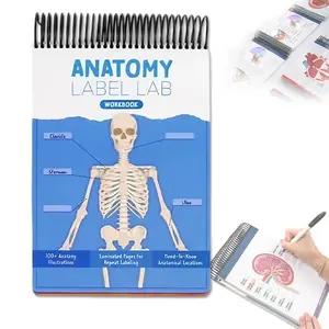 Anatomy Label Workbook, Skeleton Body Structure Diagram, Educational Supplies for Students Learning, 1 Piece, Ideal for Medical Education, Visual Learning Tools