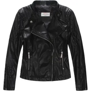 Girls Faux Leather Quilted Shoulder Motorcycle Jackets Kids Spring Moto Biker CoatsGift