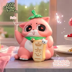 Yubi Cat Grandfather Figurine, Cat Grandfather's Blessing Series Collectible, Cute Animal Statue Ornaments, Home Desktop Decor, Festival Birthday Gift, Single Piece/Set,summervibes