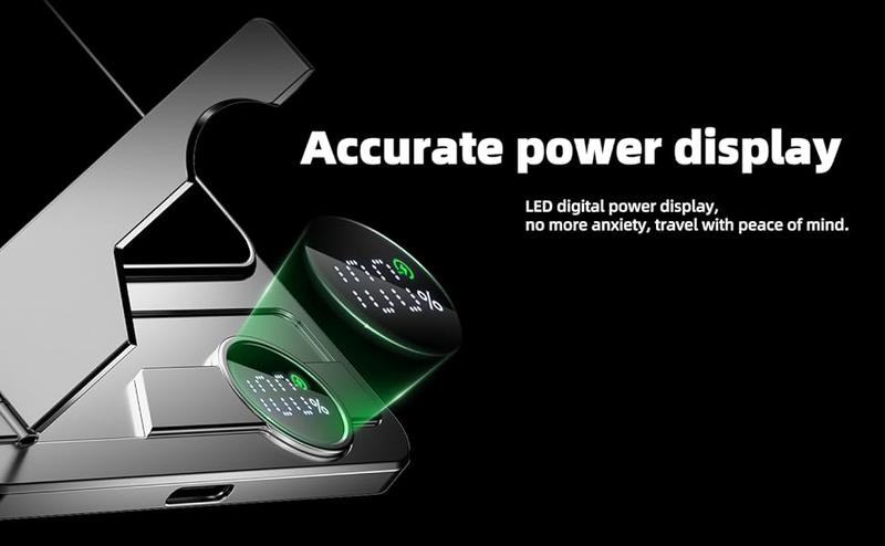 MagSafe Portable Charger 5000mAh, 20W USB-C PD Fast Charging Magnetic Power Bank with Foldable Stand & LED Display, Wireless Charging for Phone, Watch & Earbuds, Compatible with iPhone 17/16/15/14/13/12 Series