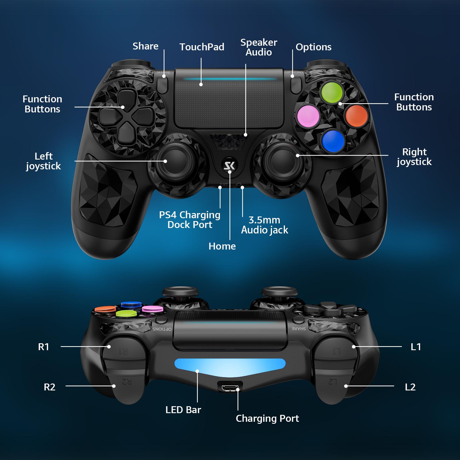 2 Pack ISHAKO Wireless Game Controller for PS4/PS3/PC/iOS/Android, With Double Vibration, Six Axis gyro, Touchpad, Built in speaker, Gamepad For PS4, PS413 Set 2 Pack ISHAKO Wireless Game Controller for PS4/PS3/PC/iOS/Android, With Double Vibration, Six Axis gyro, Touchpad, Built in speaker, Gamepad For PS4, PS413 Set